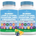Eye Health Vitaminer med blåbær, Lutein & Zeaxanthin, Lycopene, Resveratrol, Grape Seed Extract, Flaxseed Astaxanthin- AREDS 2-120 Kapsler
