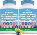 Eye Health Vitaminer med blåbær, Lutein & Zeaxanthin, Lycopene, Resveratrol, Grape Seed Extract, Flaxseed Astaxanthin- AREDS 2-120 Kapsler