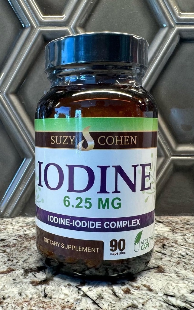 Suzy Cohen Jod Complex Supplement - 6, 25 mg jod & iodide Blend - 90 vegetariske kapsler til kosttilskud