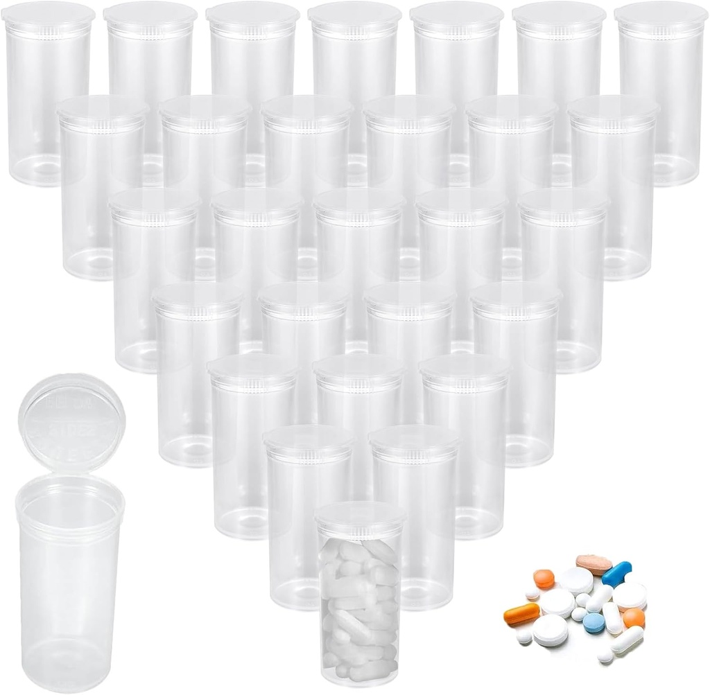 100Pcs Plastic Tomme reception Hætteglas, 13 Dram pill flasker, vandtæt fælles pilleflasker med pop top Caps Medicine Container til piller, håndværk, slik, kosttilskud og mere