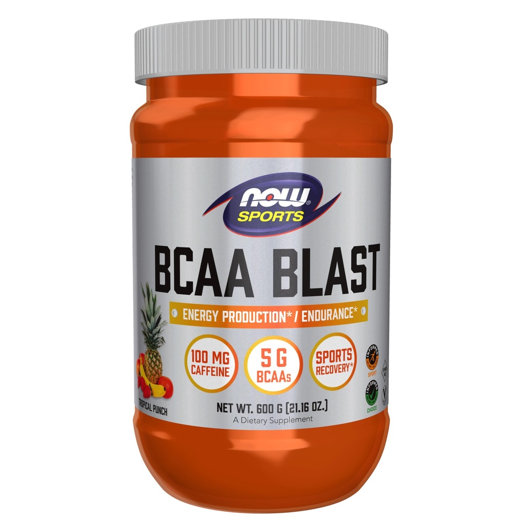 Now Foods Sports Nutrition, BCAA Blast Powder, 5 g BCAA, 100 mg koffein, Tropical Punch, 600- Bedste