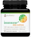 Youtory immun + Daily Wellness - Vegetarisk immunstøtte supplement med vitamin C, Vitamin D3 & Zink * - Mushroom supplement med Tyrkiet Tail, Cordyceps & Reishi - 60 Vegetarisk Caps