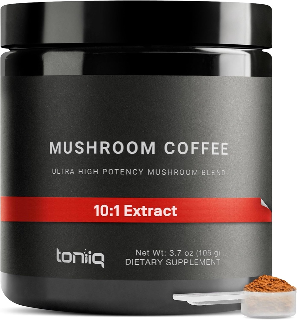Mushroom Coffee - Ultra High Potency 10:1 Concentrated Extract - Colombian Sourced Beans with 10 Mushroom Blend, Lion's Mane & Cordyceps - Rich & Functional Coffee Alternative - Third-Party Lab Tested