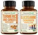 Gurkemeje tillæg og Gingerrod fælles støtte supplement & Glucosamin Chondroitin MSM og gurkemeje supplement