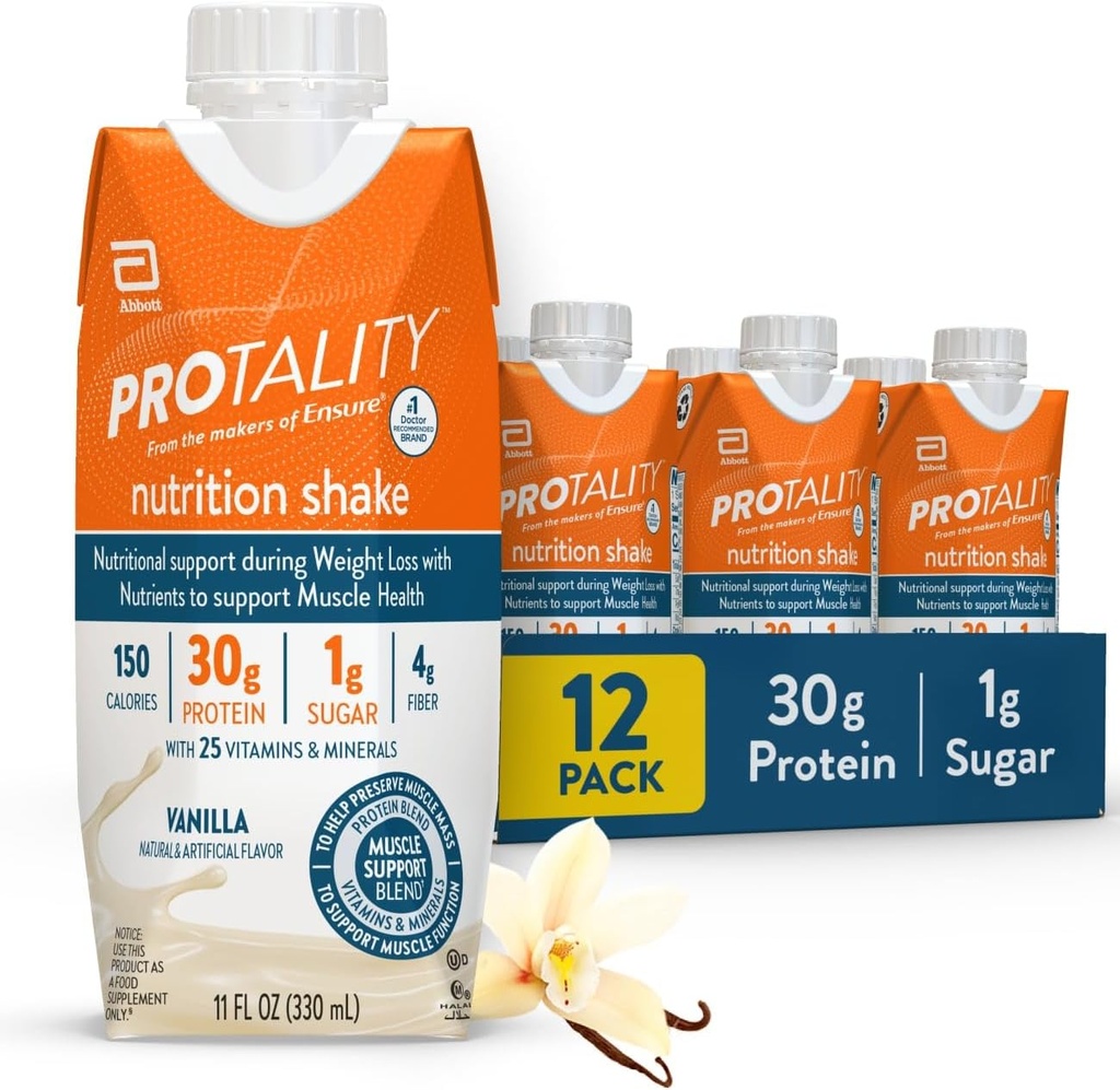 Vanilje Nutrition Shake 124; 30g Protein, 1g Sugar Shuck 124; Nutrition Support for Muscle Health Under vægttab