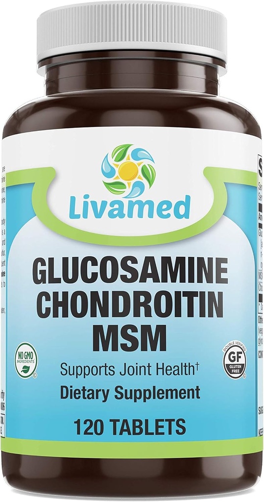 Glucosamin Chondroitin MSM Complete Complex - Fælles Support Supplements for Knies, Back, HIPS & Inflammation - Mobility Health Supplement for Pain, Aches, Bevidsthed & Inflammation - 120 tabletter