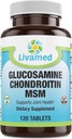 Glucosamin Chondroitin MSM Complete Complex - Fælles Support Supplements for Knies, Back, HIPS & Inflammation - Mobility Health Supplement for Pain, Aches, Bevidsthed & Inflammation - 120 tabletter
