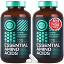 WILD FUEL Essential Aminosyrer Supplement for kvinder og mænd - Alle 9 BCAAs Aminosyre Complex for Power and Recovery - EAA Lysin, Tryptophan, Isoleucin - 2 Pack 240 Vegan BCAA kapsler