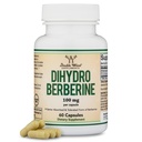Dihydroberberine Supplement 100mg, 60 kapsler (Patenteret GlucoVantage Super Berberine, kan være 5X mere effektiv end Berberine med færre bivirkninger) Tredjeparts testet, Vegan Safe by Double Wood