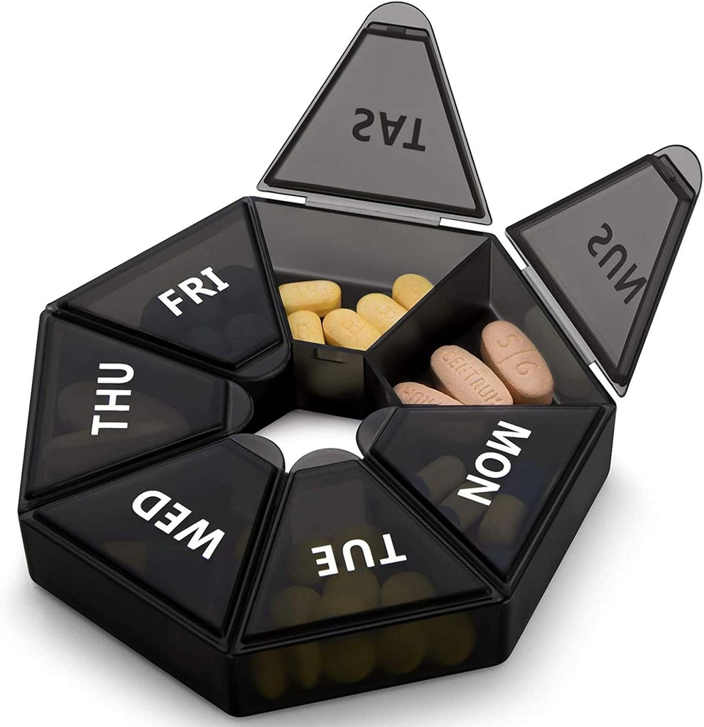 Ugentlig Pill Organizer Stor 7 dages Pill Box Organizer Daglig medicin sag for Vitamin Fish Oil Pills Kosttilskud Gigt Venlig