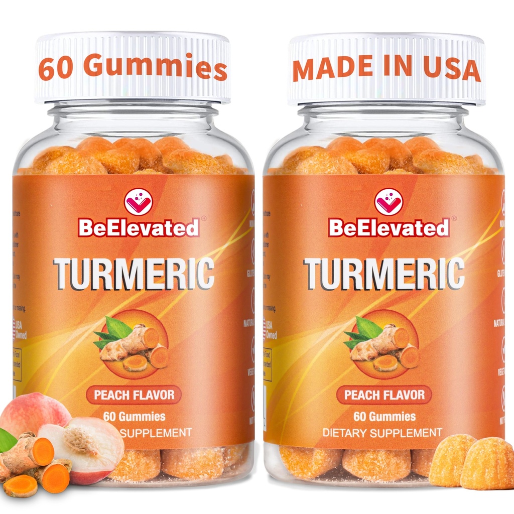 Curcumin gurkemeje Gummies - Extra Strength 2000mg 8: 1 Uddrag gurkemeje supplement Gummies med sort peber & Ginger - Vegansk non-GMO fælles støtte Chewables - Peach Flavor - pakke med 2