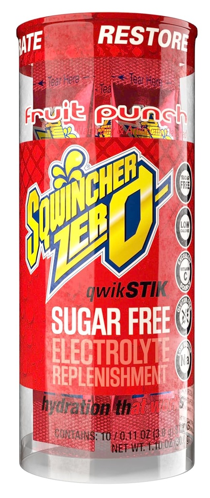 Sqwincher Zero Qwik stik, Fruit Punch, Sugar Free, Low Calorie, Lavt natriumelektrolyt erstatning Powder Hydration Drink Mix, .11 oz Packet (pakke af 200)