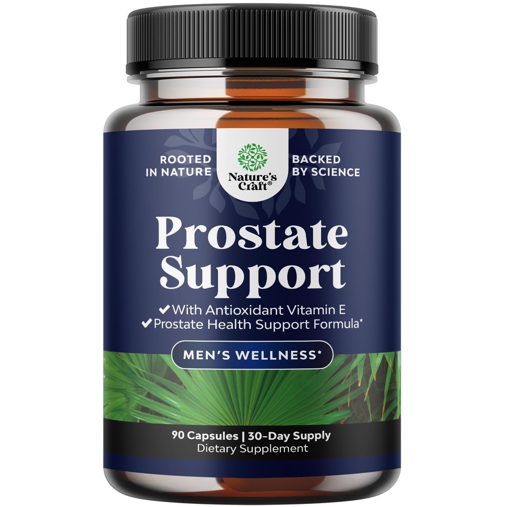 Urteprostata supplement til mænd - Potent Pygeum og Saw Palmetto ekstrakt med Beta sitosterol & grøn te for urinveje støtte - Mand sundhed blend for hyppig vandladning - 90 kapsler