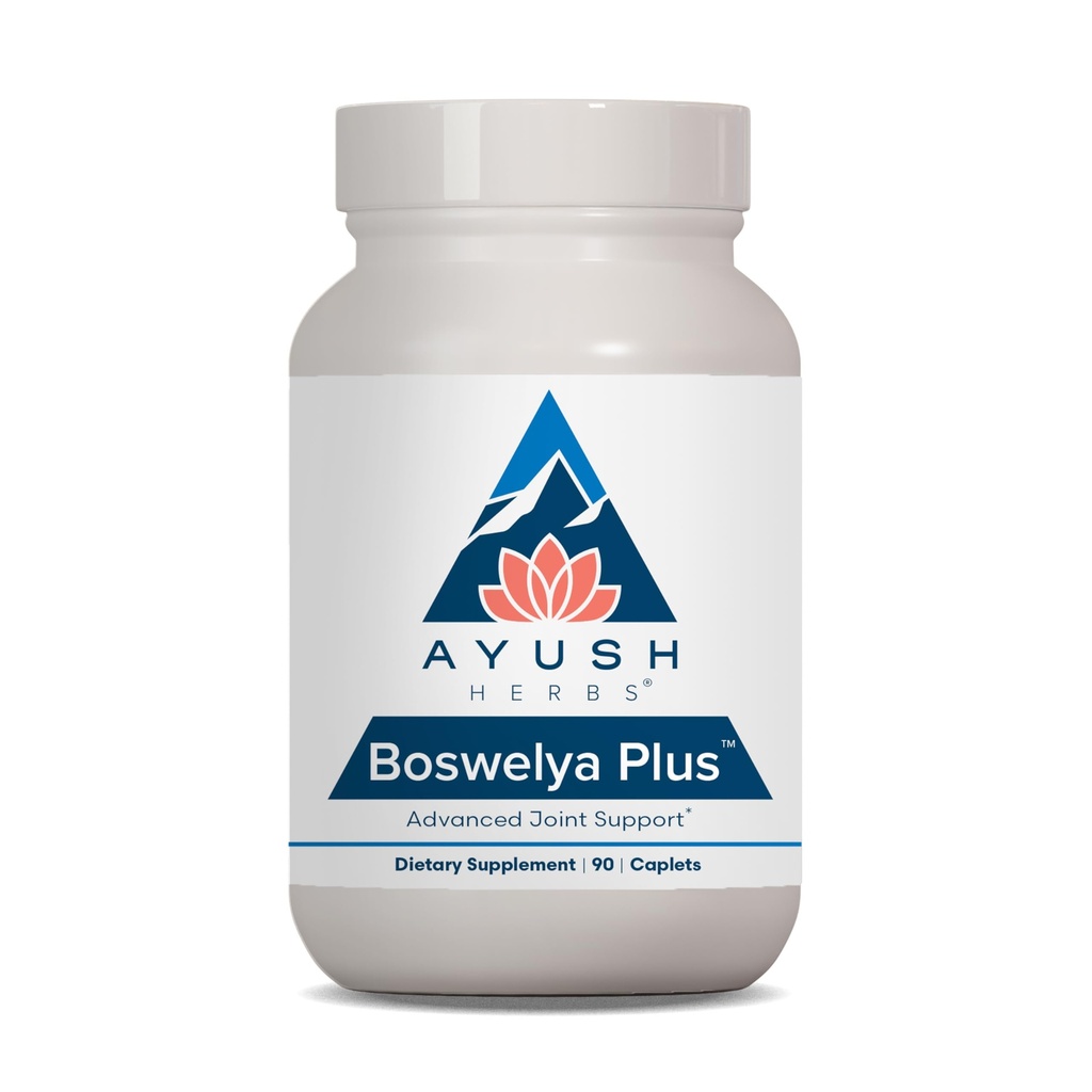 Ayush Herbs Boswelya Plus - Glucosamin Chondroitin Fælles Support, Gurkemeje Muskelstøtte til mænd og kvinder, fælles pleje med Curcumin - 90 Vegetariske Kapsler (1 Greve)