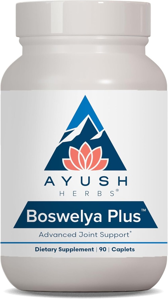Ayush Herbs Boswelya Plus - Glucosamin Chondroitin Fælles Support, Gurkemeje Muskelstøtte til mænd og kvinder, fælles pleje med Curcumin - 90 Vegetariske Kapsler (1 Greve)