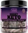 Clean + Lean Night Keto: Første nogensinde Overnatning Ketogen Fat Burner & Sleep Aid Note 124; BHB Ketoner + MCT Oil Extract + Vitaminer & Minerals