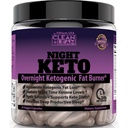 Clean + Lean Night Keto: Første nogensinde Overnatning Ketogen Fat Burner & Sleep Aid Note 124; BHB Ketoner + MCT Oil Extract + Vitaminer & Minerals
