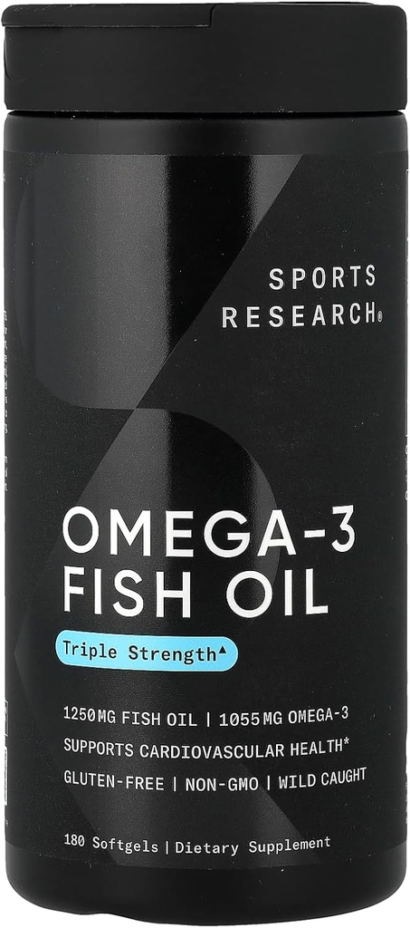 Sportsforskning Omega-3 Fish Oil, Triple Strength, 180 Softgels