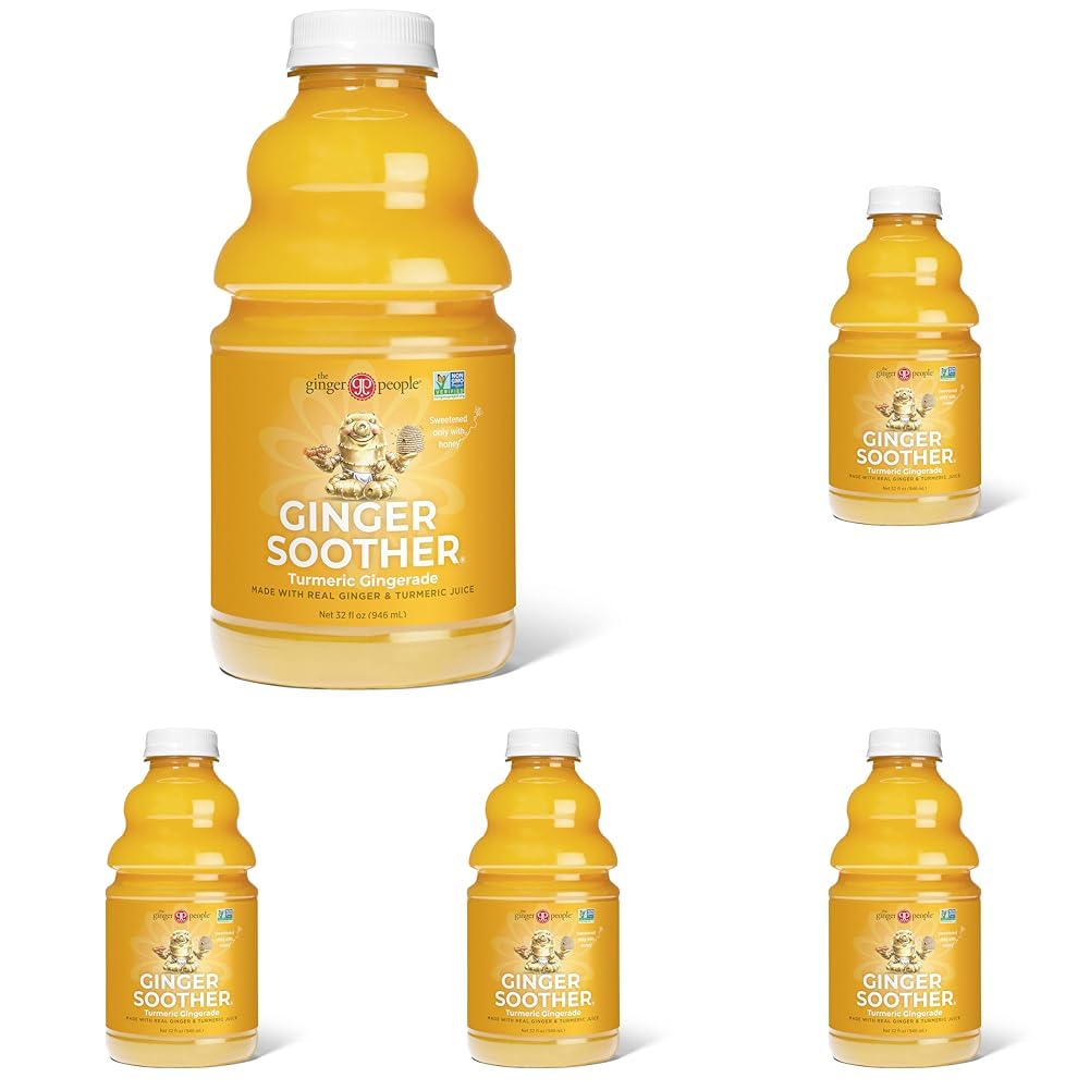 Gurkemeje Gingerade, Ginger Soother by The Ginger People - Drug Free Digestive Health, Gurkemeje, Premium Quality Gurkemeje, Single - 32 Oz (Pack of 5)