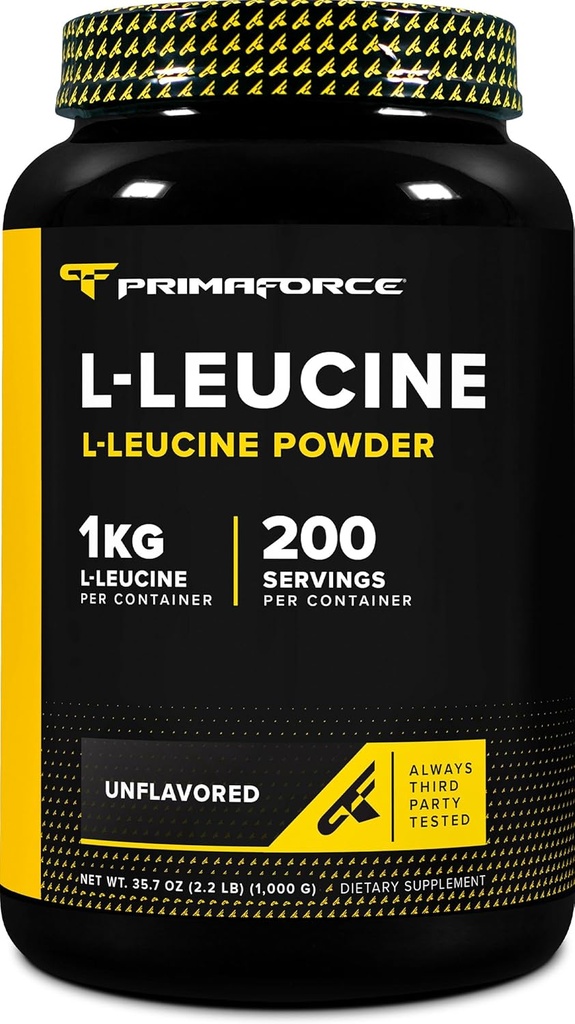 Primaforce L- Leucine Pure Powder 1 KG (2.2lbs) - non-GMO, Gluten Free, 200 Servere