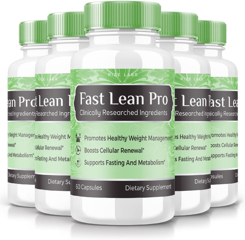 rize labs - Fast Lean Pro Kosttilskud, Avancerede Formelkapsler til ekstra styrke, Ikke GMO, fremmer sund vægtstyring (300 kapsler) (Officiel pakke af 5)