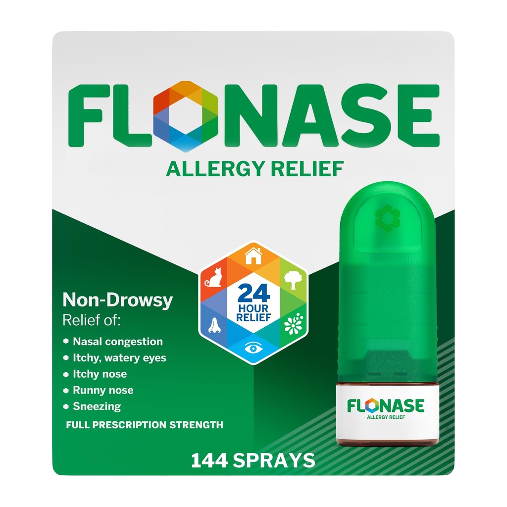 Flonase Allergi Relief Nasal Spray, 24 timers non Drowsy Allergi Medicin, målt Nasal Spray - 144 Sprays- Fall og sæsonbetinget Allergi Relief