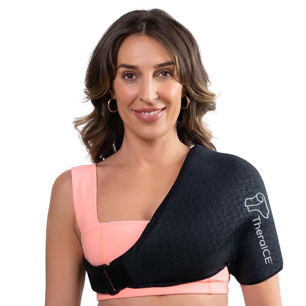 Theraice PRO Shoulder Ice Pack Wrap til skade, Genbrugelig Kompression Skuldersele til Rotator Cuff Relief & Arm Brace Pain Relief Terapi, FocusZone teknologi kølemaskiner Arm Sling Skuldre