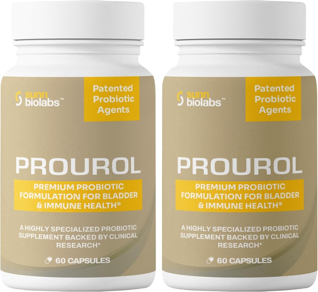 Prourol Patenteret PROBIOTIC tillæg for urinære sundhed, Bstige support, immunboost, hyppig vandladning Relief, UTI sundhed, naturlige ingredienser, daglige samlede sundhedsstøtte -2 flasker - 120 Greve