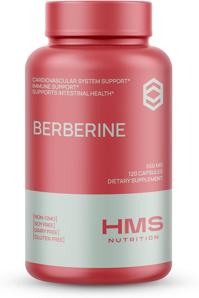 Berberine HCL 550mg, Plant- based berberberine supplement fra Berberis Aristata Root, Vegan & Gluten Free, 120 kapsler