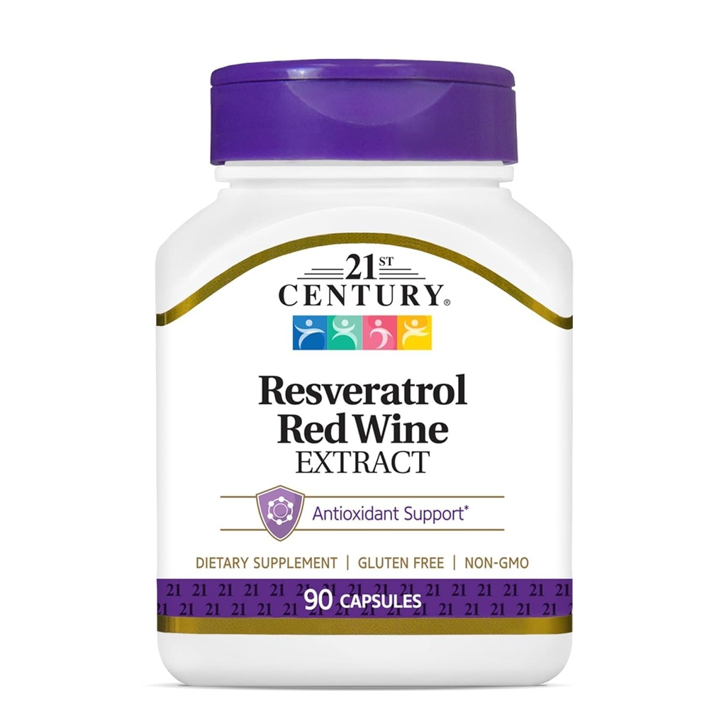 21. århundrede Resveratrol Red Wine Extract Kapsler, 90Count