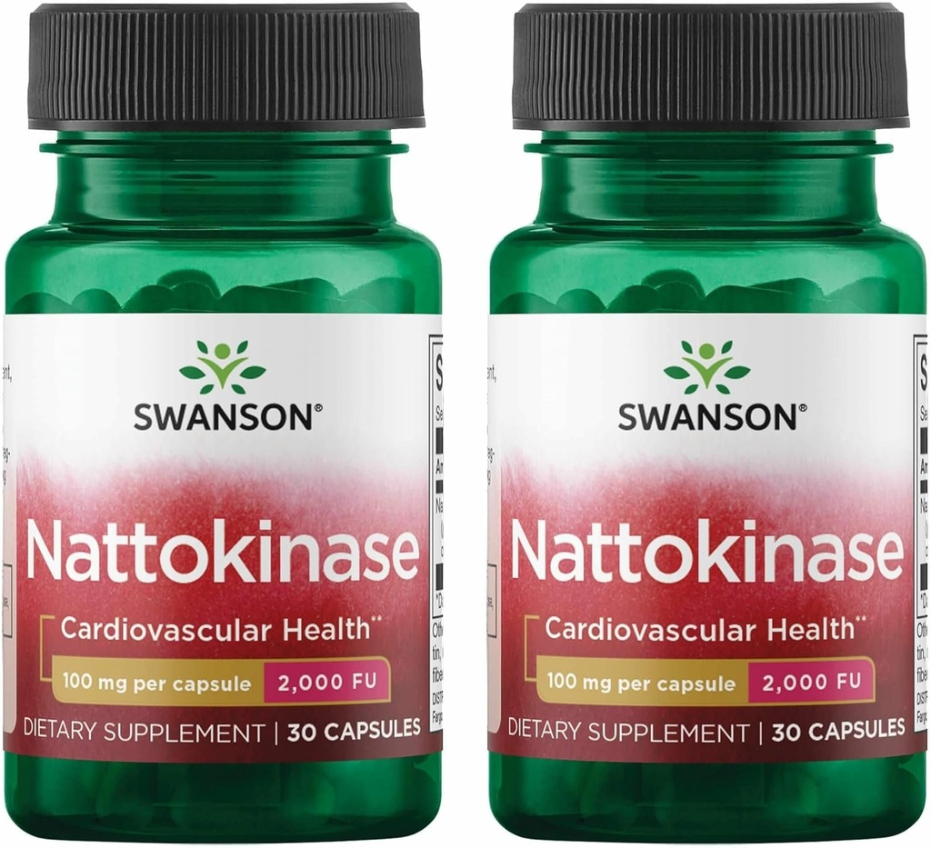 Swanson Nattokinase 2000 Fibrinolytiske Enheder 100 Milligram 30 Kapsler Enzyme (2 Pack)