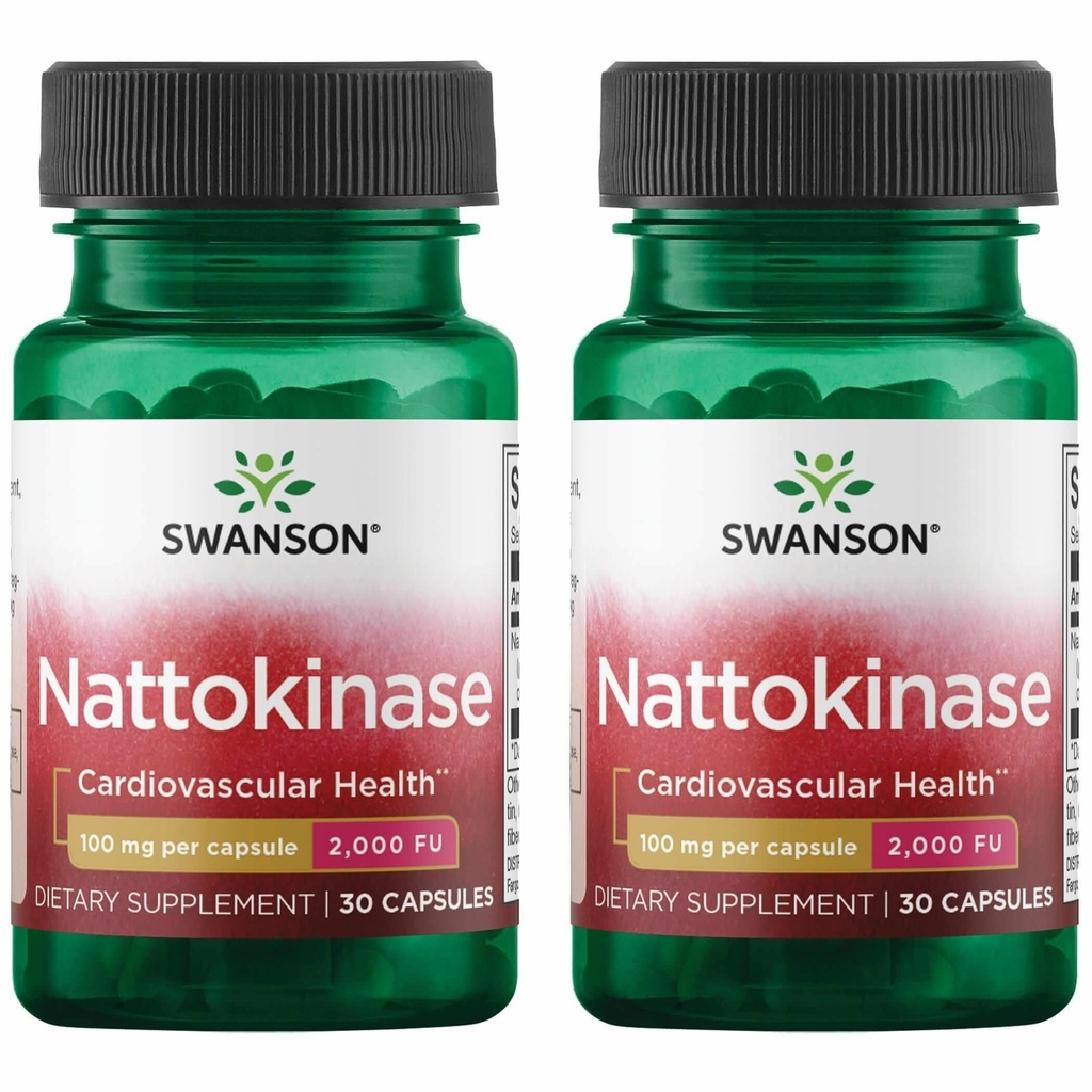 Swanson Nattokinase 2000 Fibrinolytiske Enheder 100 Milligram 30 Kapsler Enzyme (2 Pack)