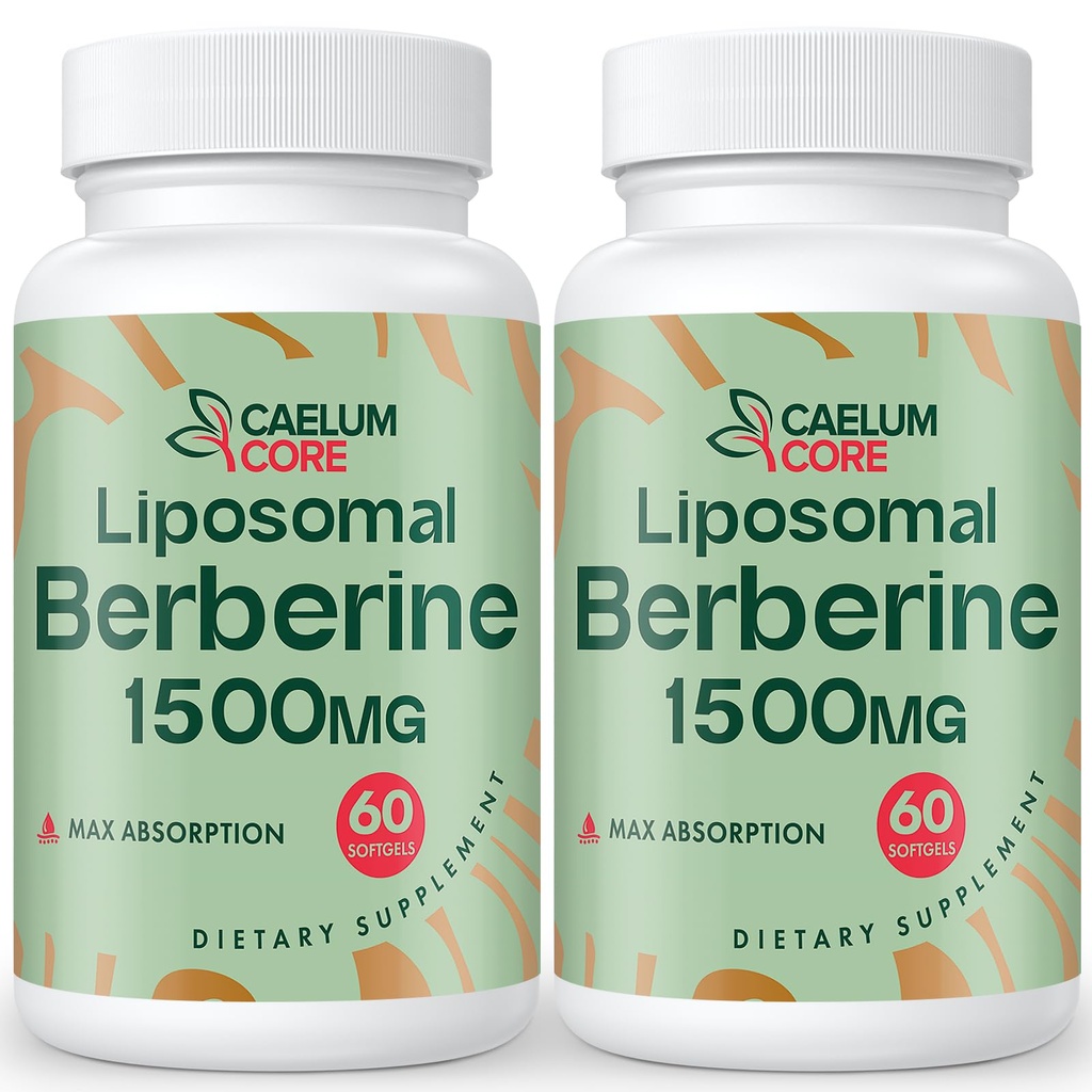 Liposomal Berberine HCL - Berberine 1500mg High Bioavailability, Berberines Supplement for kvinder og mænd (2 Pack)