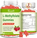L- Methylfolat 15 mg gummies with Methyl B12, Folate Supplement for Mood, Brain Health, immunforsvar, Raspberry Flavor, 120 Greve