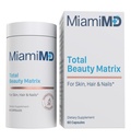 MiamiMD Total skønhed Matrix Collagen Kosttilskud til kvinder - Collagen kapsler med C-vitamin til hår, hud og negle - Cruelty Free - 60 kapsler