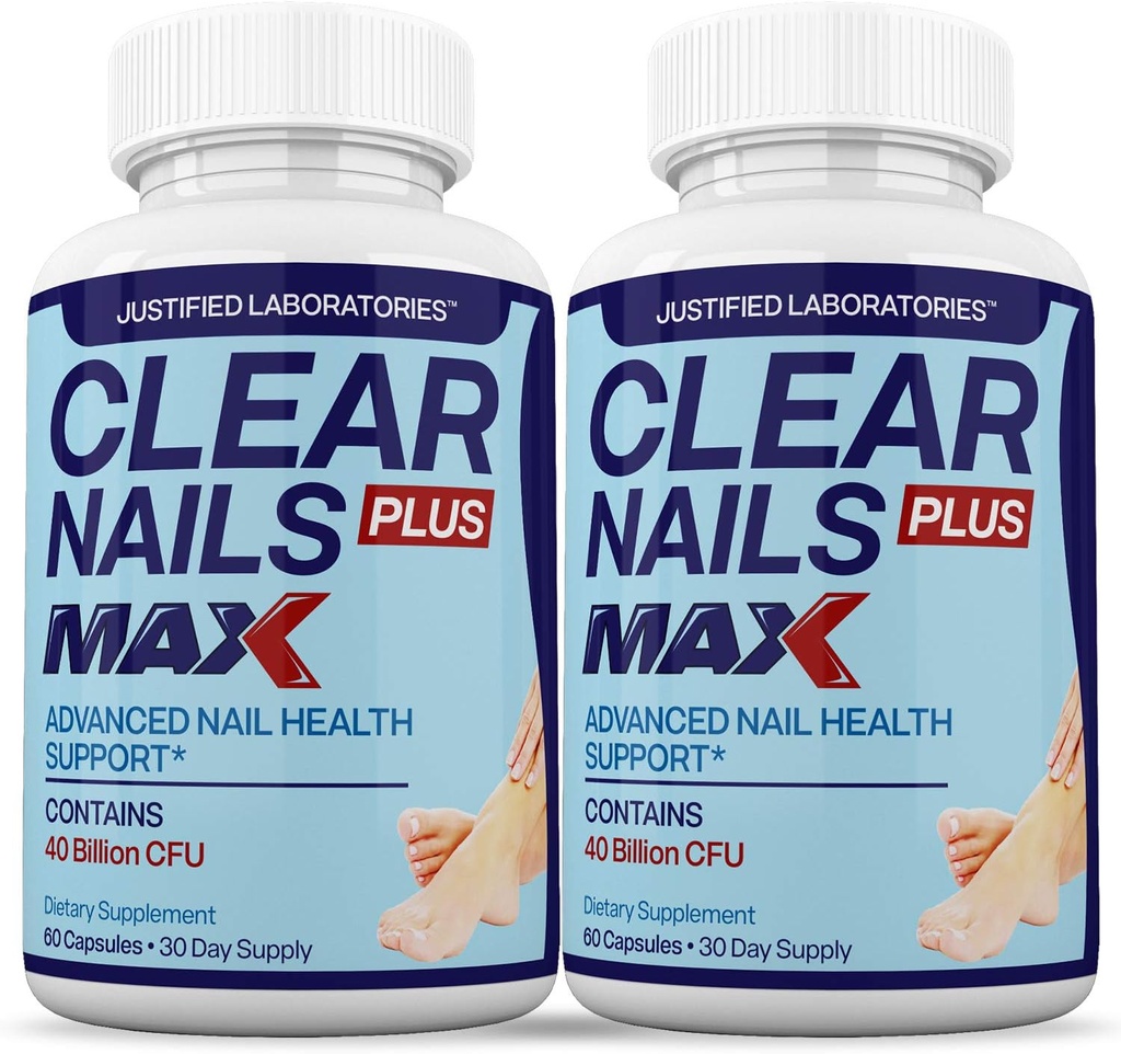 Begrundede laboratorier (2 Pack) Clear Nails Plus Max Pills 40 Millioner CFU Probiotiske 60 kapsler