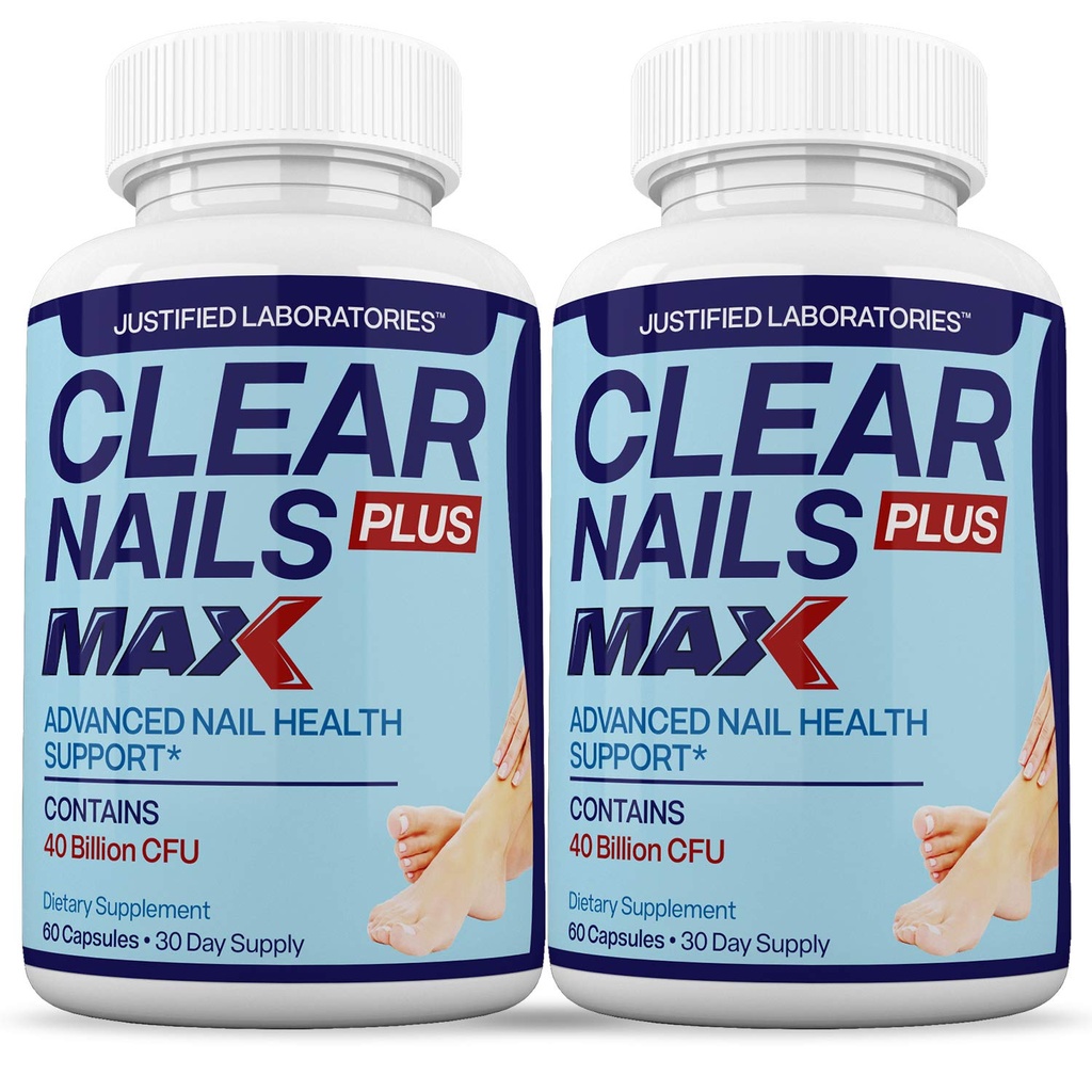 Begrundede laboratorier (2 Pack) Clear Nails Plus Max Pills 40 Millioner CFU Probiotiske 60 kapsler