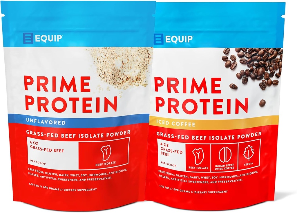 Equip fødevarer Prime Protein Powder Unflavored & Prime Protein Powder Iced Coffee