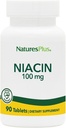 Natures Plus Niacin - 100 mg, 90 Vegetariske tabletter - High Potence Vitamin B3 Supplement - Gluten- Free - 90 Servering