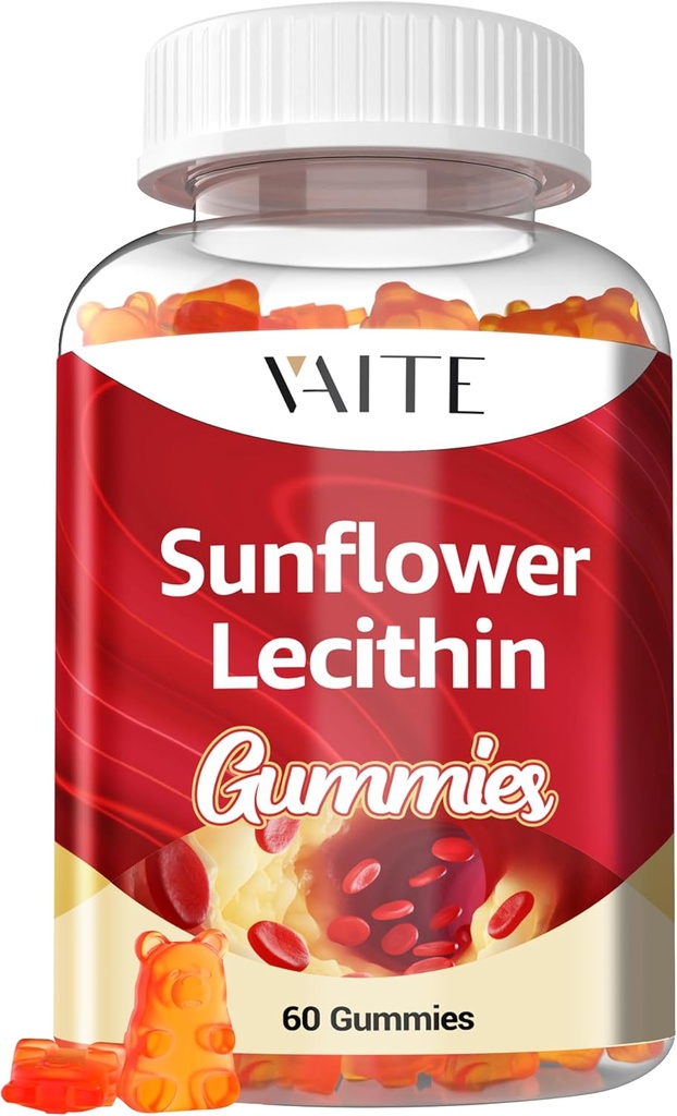 Solsikke Lecithin Gummies 800mg - Vegan, Non- GMO, Soy- Free & Gluten- Free - Understøtter daglig ernæring, Easy- to- Digest Chews for adult, Amning Supplement, Natural Wellness Support - 60 Vegan Gummy