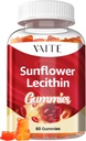 Solsikke Lecithin Gummies 800mg - Vegan, Non- GMO, Soy- Free & Gluten- Free - Understøtter daglig ernæring, Easy- to- Digest Chews for adult, Amning Supplement, Natural Wellness Support - 60 Vegan Gummy