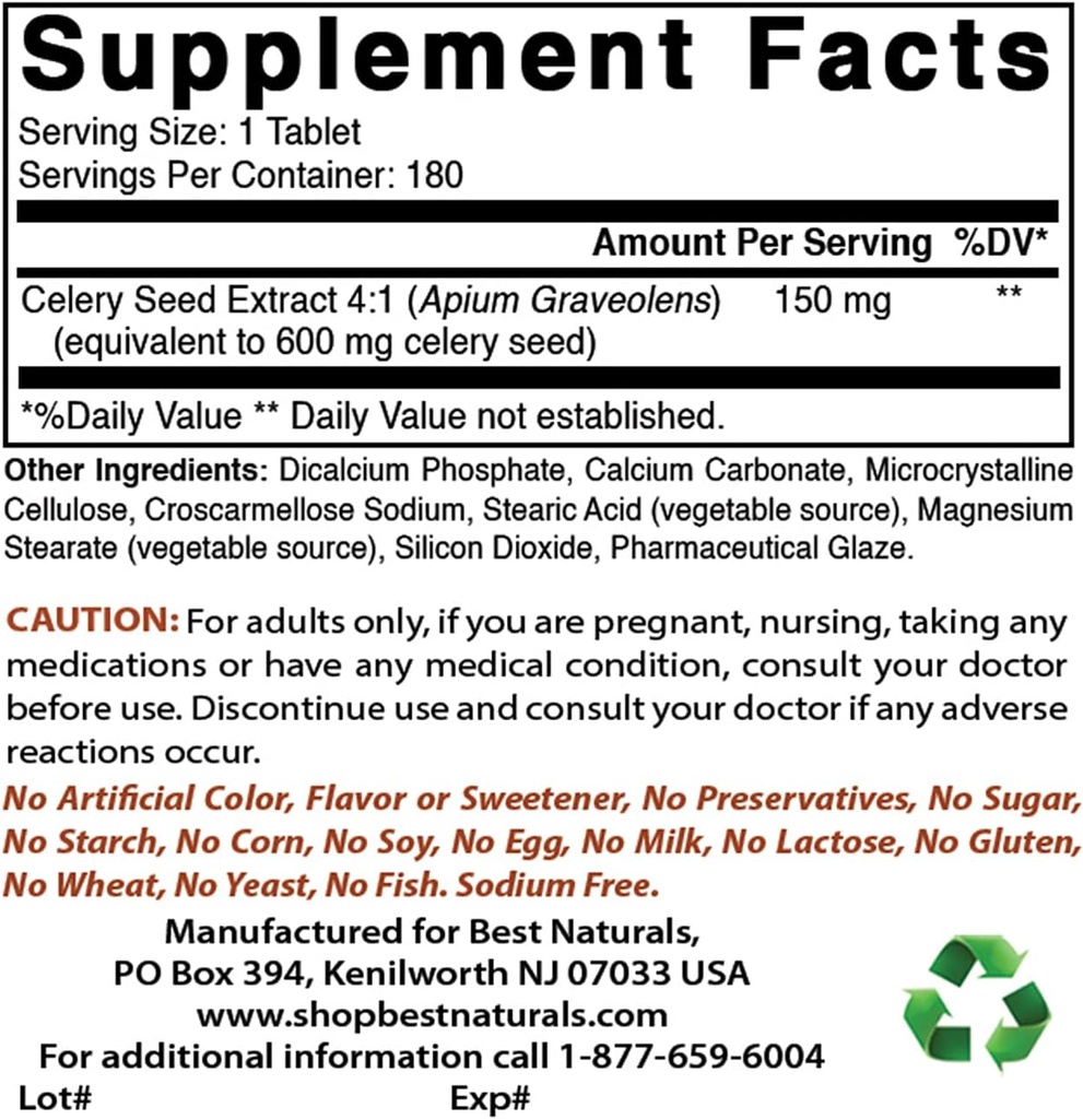 Bedste Naturals Selleri Seed 600 Mg & Alpha Lipoic Acid 600 mg