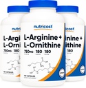 Nutricost L- Arginin L- Ornithin 750mg; 180 kapsler (3 flasker)