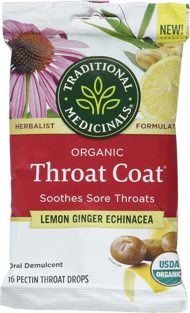 Traditionel medicin Lemon Ginger Echinacea Lozenges, 16 stykker (pakke med 12)