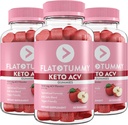 Flad Tummy Keto ACV Gummies, 60 Greve - Specialiseret Formel, Post GLP-1 Keto Supplement, Vegan- Friendly, Non- GMO - Apple Cider Vinarea Gummies, BHB Salts, Beet, Pomegranate Superfood Powders (3 Pack)