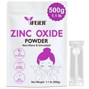 iFEIER Zinkoxid Pulver • 124; 500g (1.1 lb) 100% Pure Non Nano Ucoted Zinkoxid Pulver til hudbeskyttelse • 124; Cosmetics Grade Ideel for DIY solcreme, Lotion, Deodorant, og Skincare