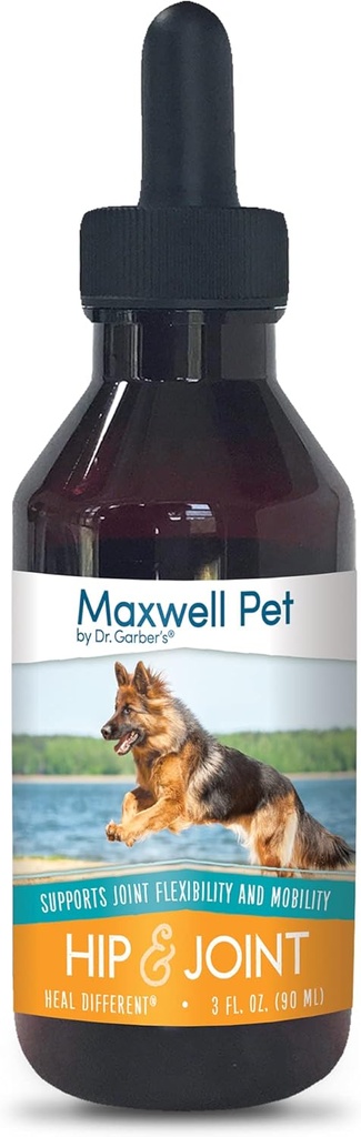 Maxwell Pet af Dr.Garber - Hip & fælles for hunde - Den første naturlige bioterapi supplement Drops til at støtte og gendanne Hip & fælles sundhed, Reparation og lette Hip & fælles smerte, & forbedre mobilitet - 90ml