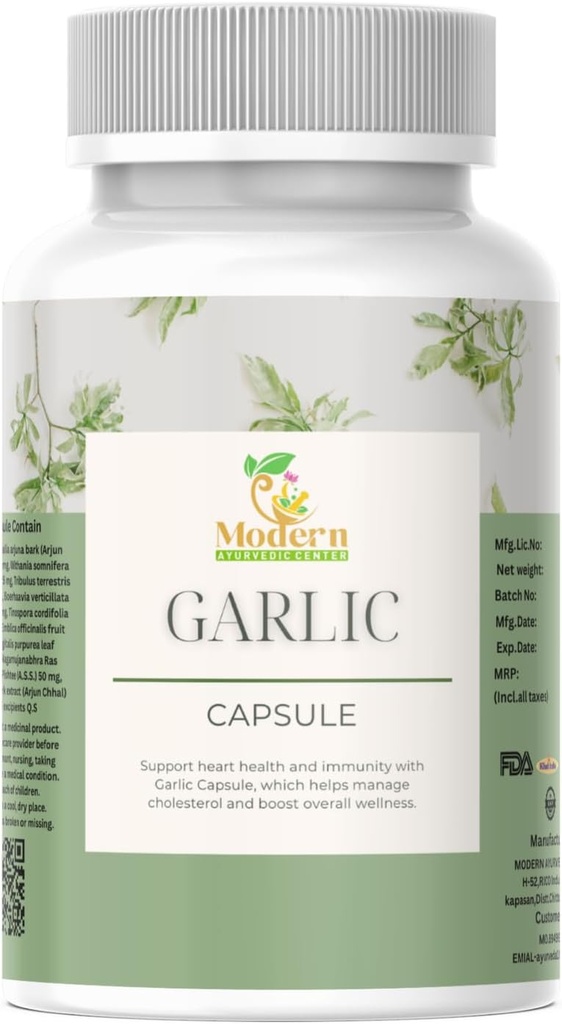 Økologiske hvidløg kapsler - 500mg Vegansk urtepiller - 60 Økologiske kapsler til hjerte Wellness, immunforsvar & energi Boost - Non- GMO, Gluten- Free