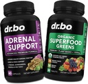 Adrenal Support & Organic Superfood Green & Fruit Supplements - Daily Energy Super Food Fruits and Veggies Supplement Tablets Plus Vegetabilske fødevarer