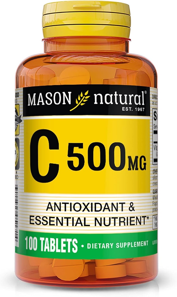 MASON NATURAL C 500 mg - understøtter sundt immunsystem, antioxidant og essentiel ernæring, 100 tabletter
